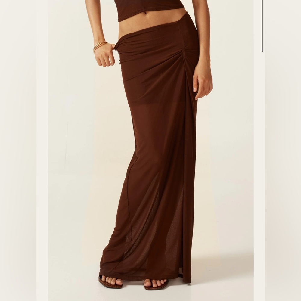 Ancegria Brown Long Mesh skirt size small - Picture 2 of 4